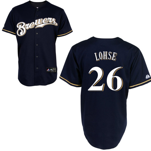 Kyle Lohse #26 mlb Jersey-Milwaukee Brewers Women's Authentic 2014 Navy Cool Base BP Baseball Jersey